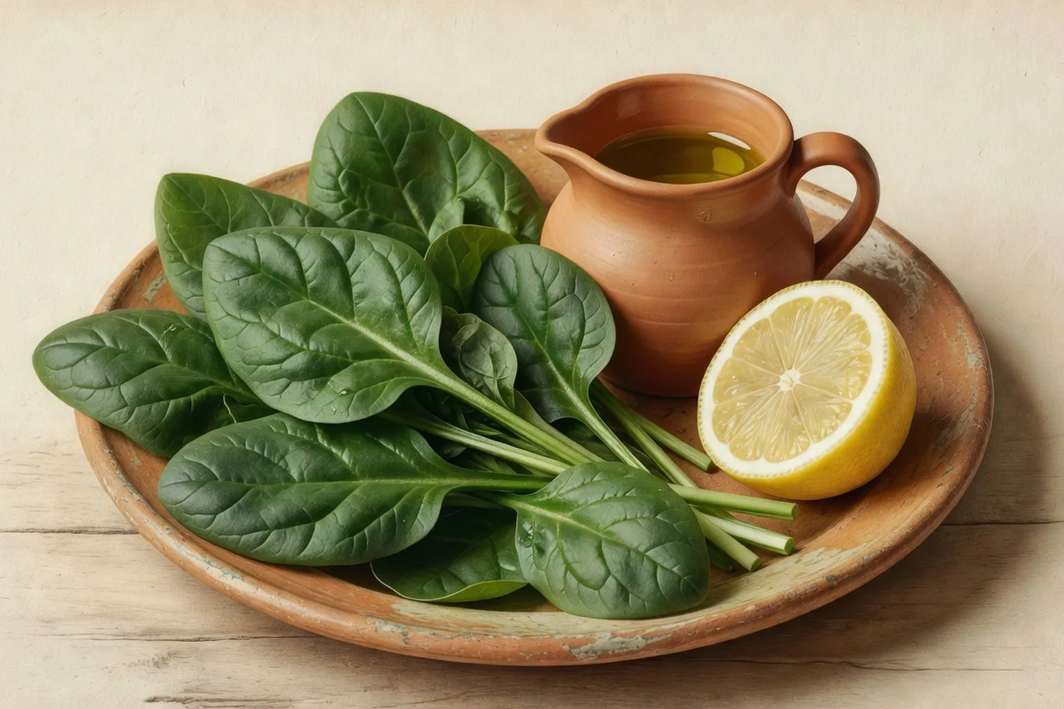 Feuilles d'epinard du Caucase en salade de printemps