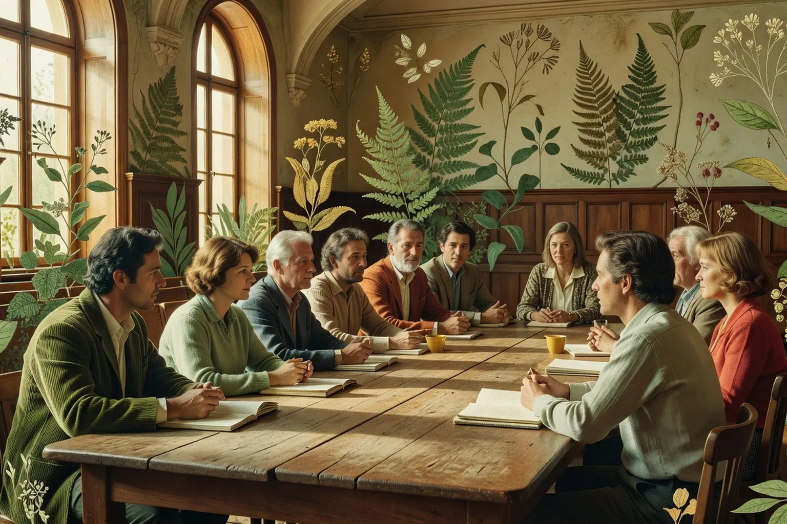 Archive photographique en sepia de la table ronde de 1976