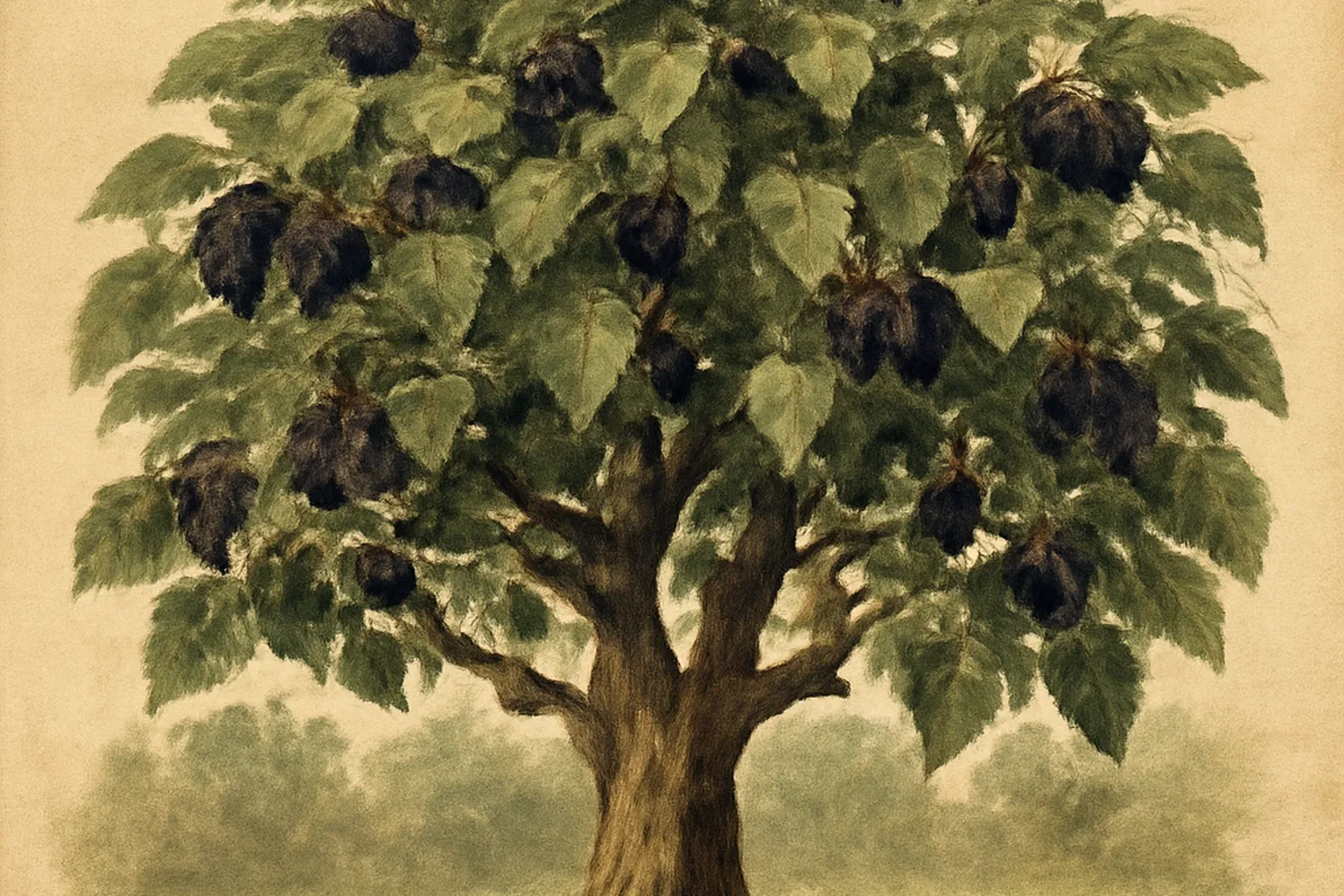 Mures noires mures sur l'arbre en juillet, feuillage ample et rameaux tombants